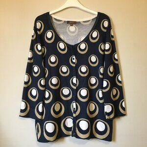 Retro Peacock Eye Print Rayon Blend Button Up Cardigan